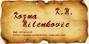Kozma Milenković vizit kartica
